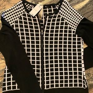 Zip Up Black and White Sweater Cardigan - NWT. Never warn